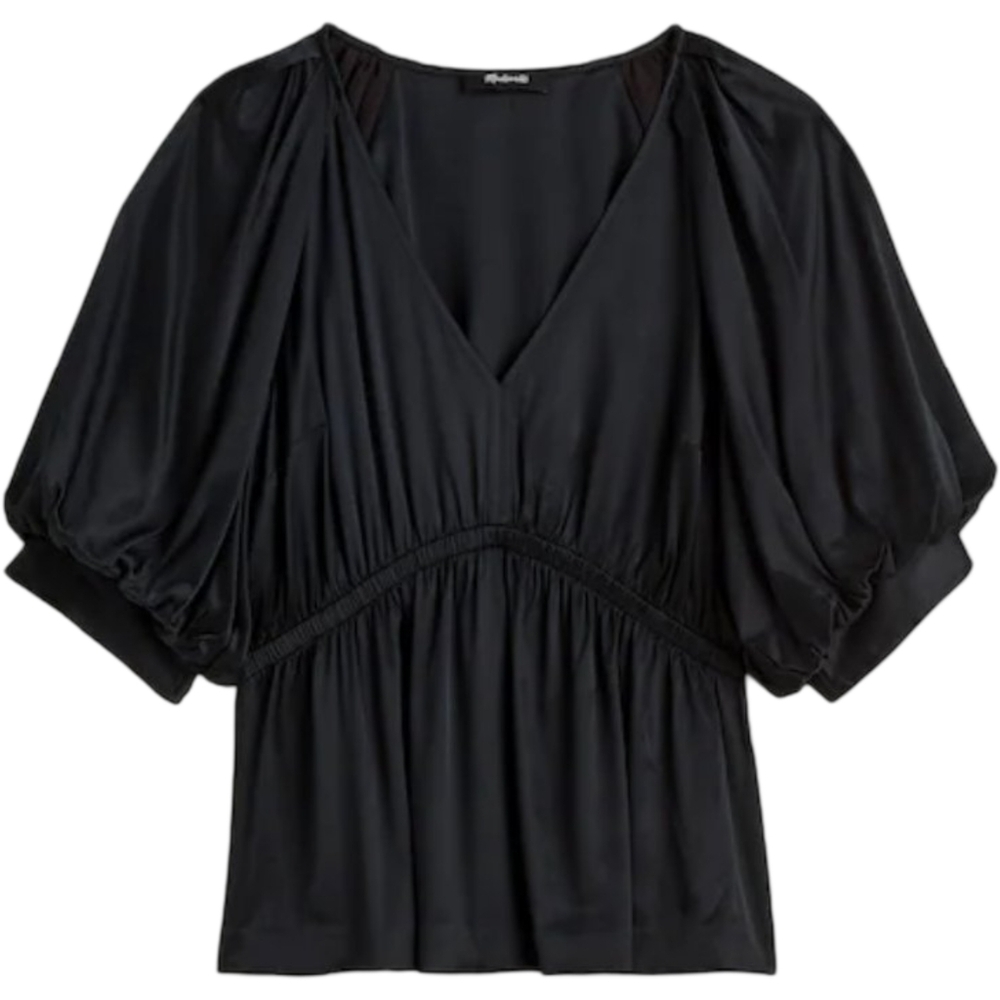 Madewell Satin Short Sleeve Top  Size Small NWT
